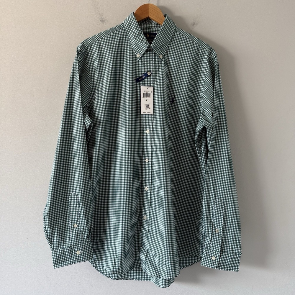 Ralph Lauren Gingham Classic Fit Button Down Mens Large Check Oxford Preppy